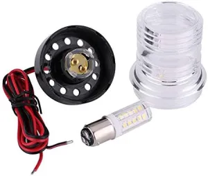 Keenso Marine Boat Anchor Light Yacht Navigation LED Light, All Round 360°12V White Round LED Anchor Light Light Lamp Arch Lights Cockpit Lights Portable