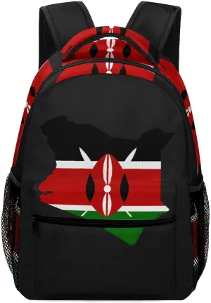 Kenya Flag Map Travel Backpack Lightweight Shoulders Bag Laptop Daypack for Work Office