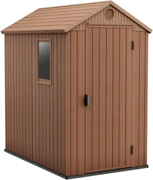 Keter Darwin 4x6 Resin Outdoor Storage Shed Kit-Perfect to Store Patio Furniture, Garden Tools Bike Accessories, Beach Chairs and Lawn Mower, Brown