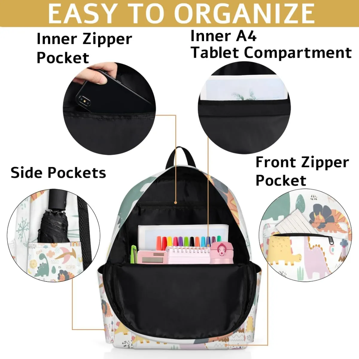 Kids Dinosaur Backpack Cartoon Lightweight Waterproof Preschool Kindergarten Backpack for Girls