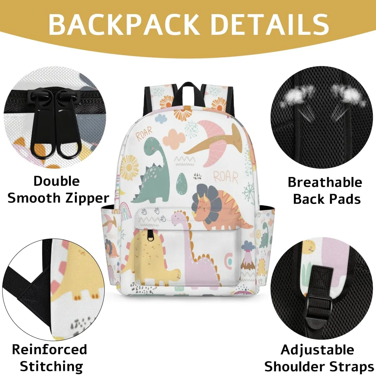 Kids Dinosaur Backpack Cartoon Lightweight Waterproof Preschool Kindergarten Backpack for Girls
