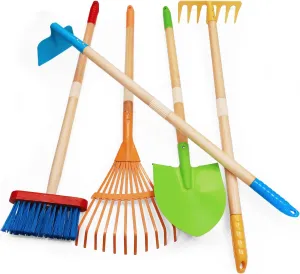Kids Garden Tools, Outdoor Toys, Shovel for Digging Sand, Kid-Sized Rake, 5PCS 27.6 Inch Long Gardening Tools for Boys Girls Age 3 and up Gifts
