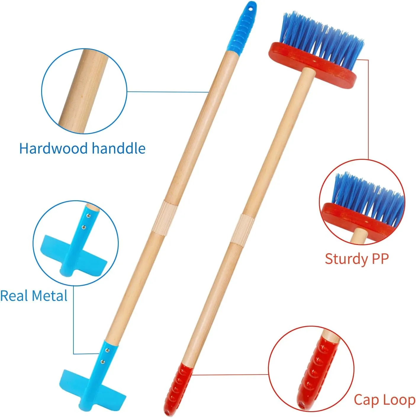 Kids Garden Tools, Outdoor Toys, Shovel for Digging Sand, Kid-Sized Rake, 5PCS 27.6 Inch Long Gardening Tools for Boys Girls Age 3 and up Gifts