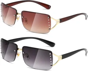 kimorn Rectangle Sunglasses for Women Men Stylish Rimless Frameless Trendy Retro Sun Glasses 90’s Vintage Square Frame K1314