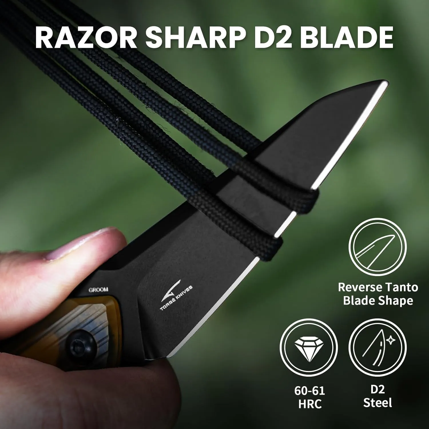 Kizer Groom Fixed Blade Knife with Sheath, 3.08” D2 Blade with Yellow PEI Handle Fixed Blade Camping Knife, Portable EDC Hunting Knives for Men Women 1060A3
