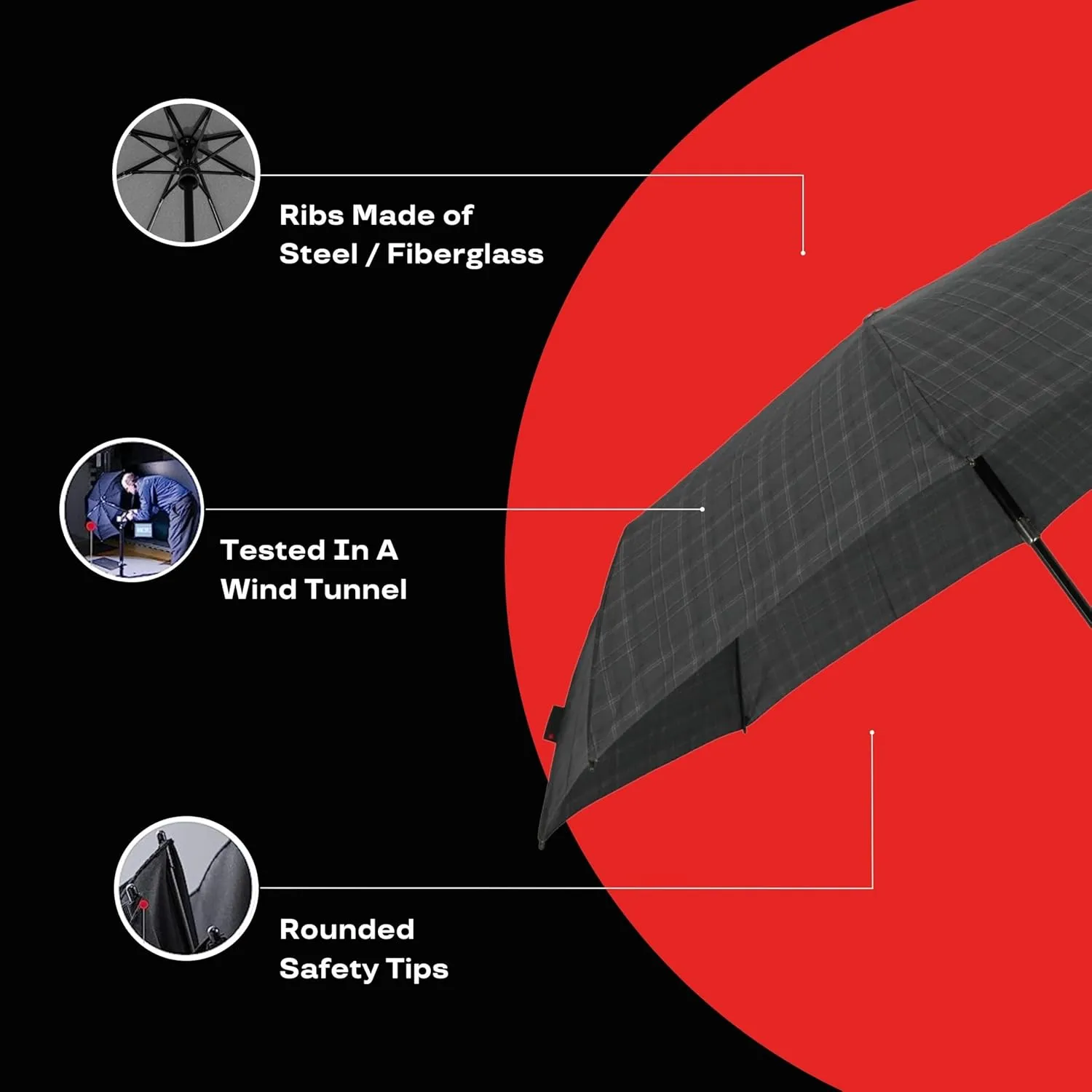 Knirps T.200 Medium Duomatic Automatic Open Close Rain Umbrella - Compact Windproof Umbrella for Rain - Travel Umbrella for Adults - 98cm Diameter Retractable Umbrella & Carrying Case, Pure Mineral