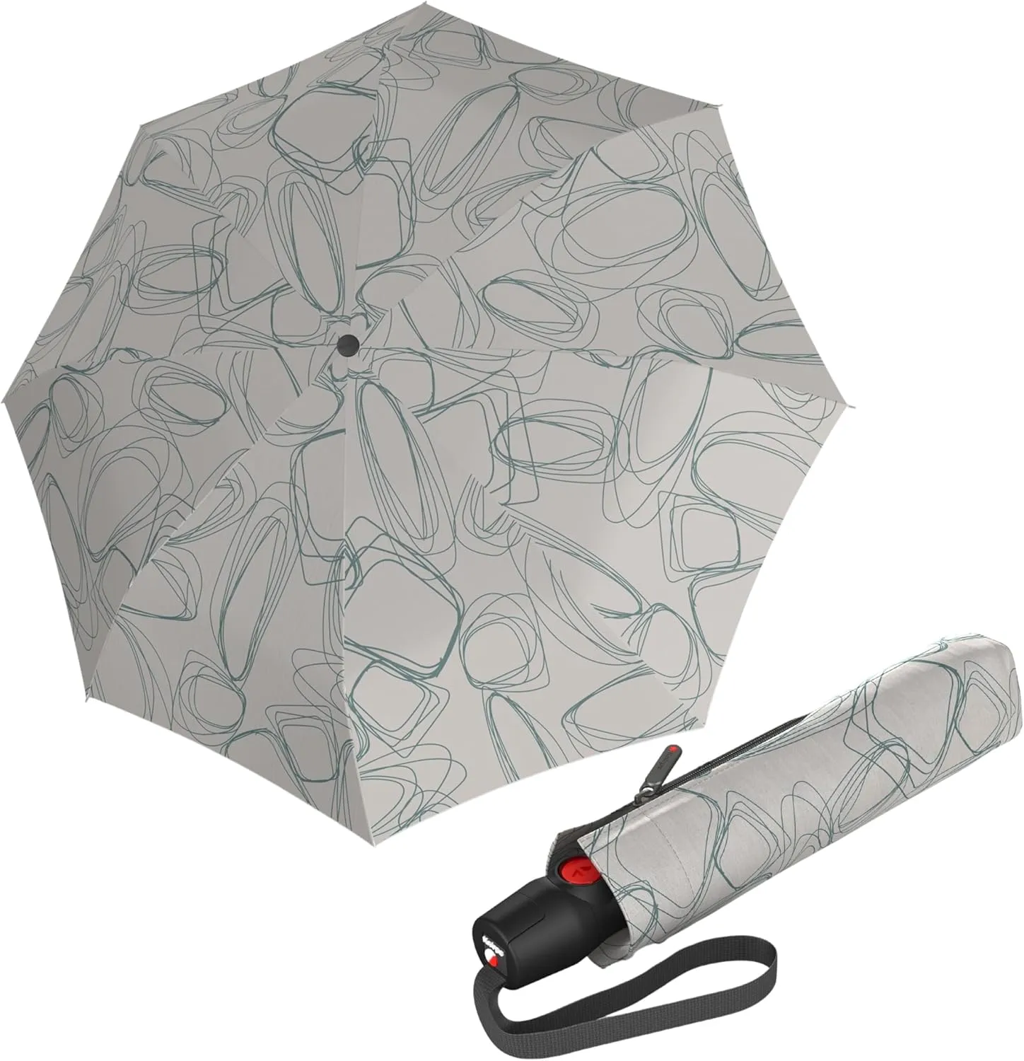 Knirps T.200 Medium Duomatic Automatic Open Close Rain Umbrella - Compact Windproof Umbrella for Rain - Travel Umbrella for Adults - 98cm Diameter Retractable Umbrella & Carrying Case, Pure Mineral