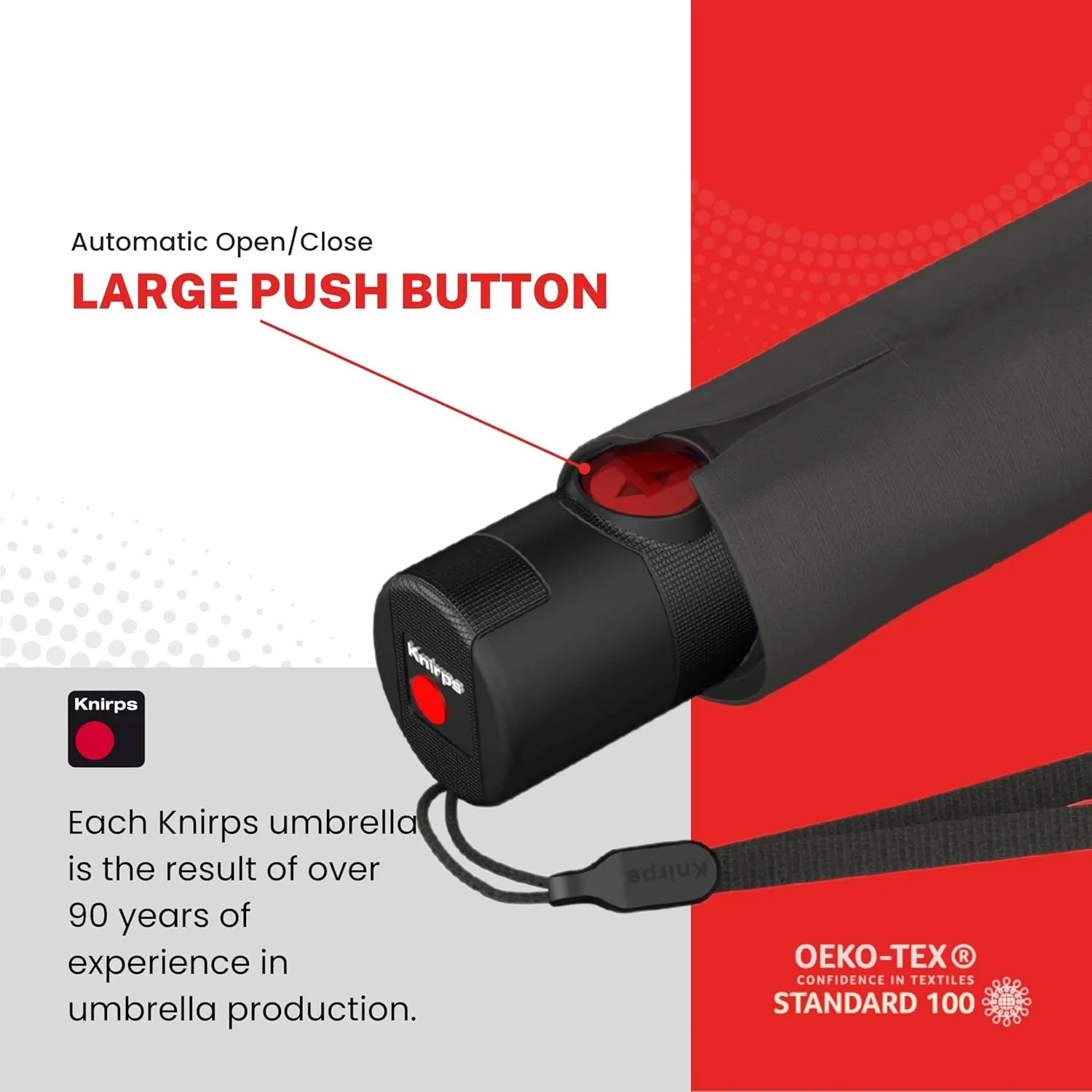 Knirps U.200 Ultra Light Duomatic Automatic Open Rain Umbrella - Compact Windproof Travel Umbrella for Adults - 97cm Diameter Retractable With Carrying Case
