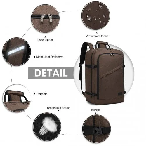 Kono Lightweight Cabin Bag Travel Business Backpack - Brown