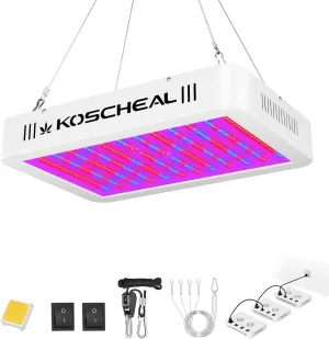 KOSCHEAL KS1200 LED Grow Light Full Spectrum, Plant Grow Light with Veg & Bloom Switch for Hydroponic Indoor Plants LED Grow Lamp with Daisy Chain, Output 130W±5%