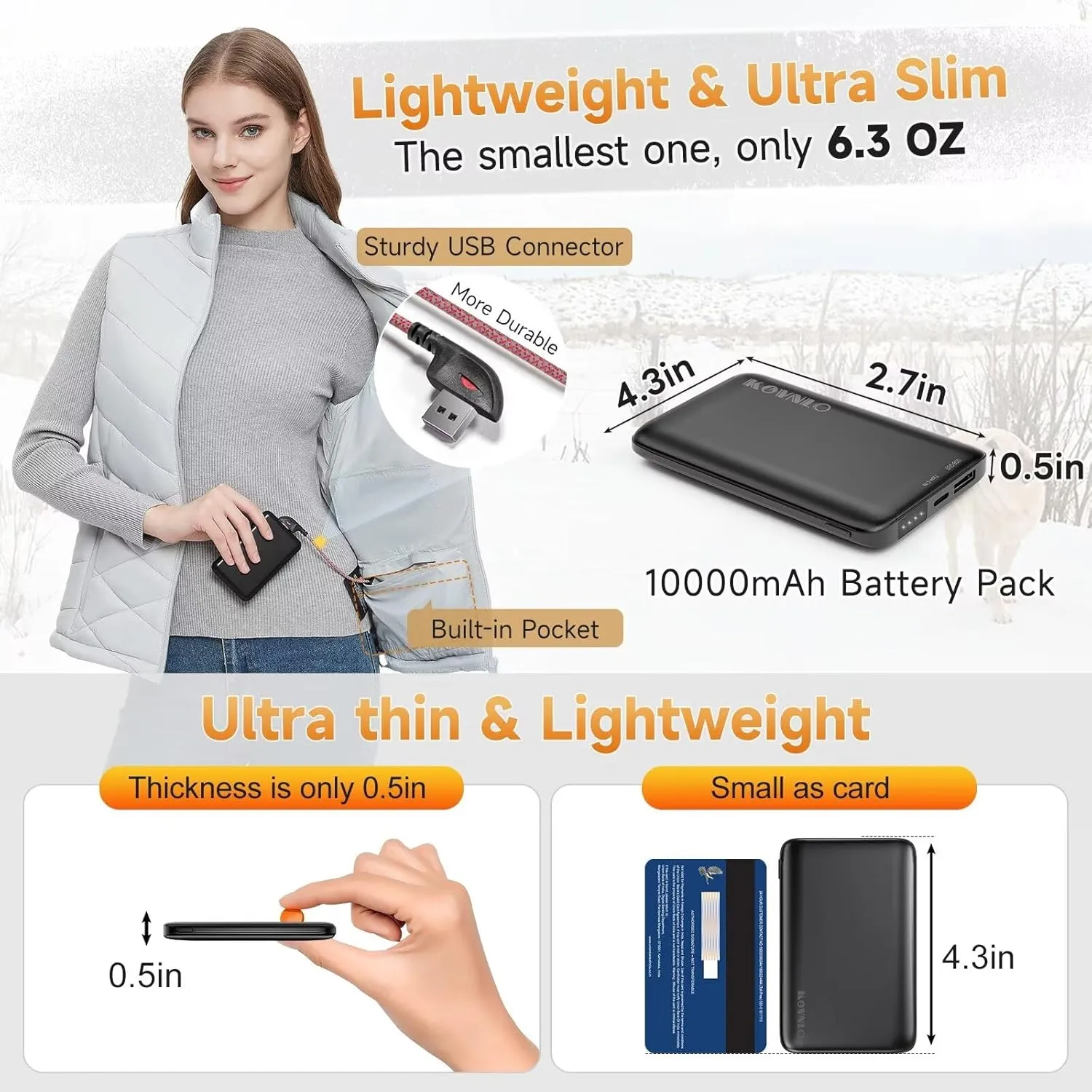 KOVNLO Heated Vest for Women With Battery Pack Included, Smart Controller with Light-out Design, Electric Heated Jackets