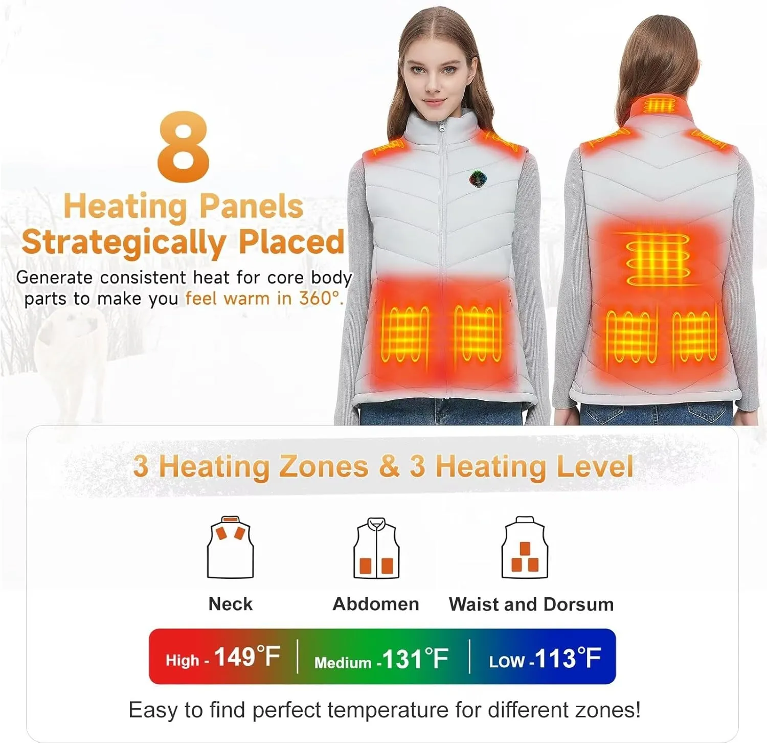 KOVNLO Heated Vest for Women With Battery Pack Included, Smart Controller with Light-out Design, Electric Heated Jackets