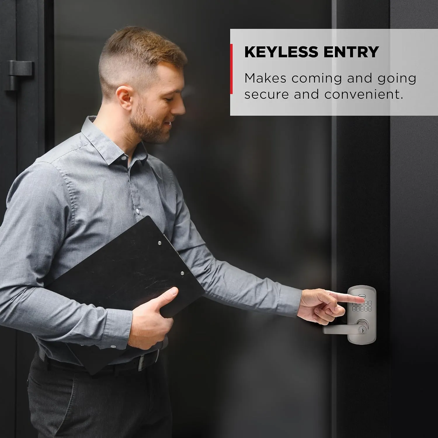 Kwikset SmartCode 955 Light Commercial 10-Button Keypad Satin Nickel Electronic Kingston Lever, Featuring Convenient Keyless Entry, 3-Year Battery Life and High Traffic Durability