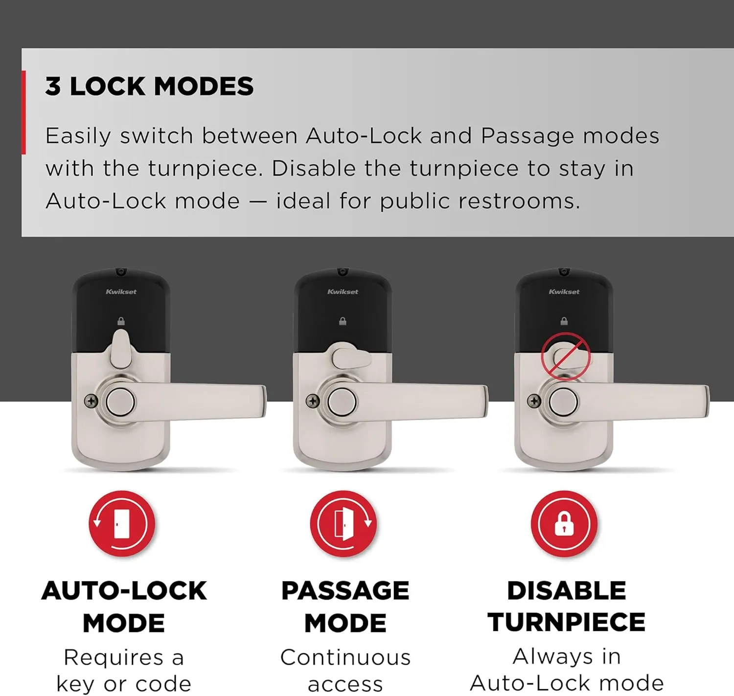 Kwikset SmartCode 955 Light Commercial 10-Button Keypad Satin Nickel Electronic Kingston Lever, Featuring Convenient Keyless Entry, 3-Year Battery Life and High Traffic Durability