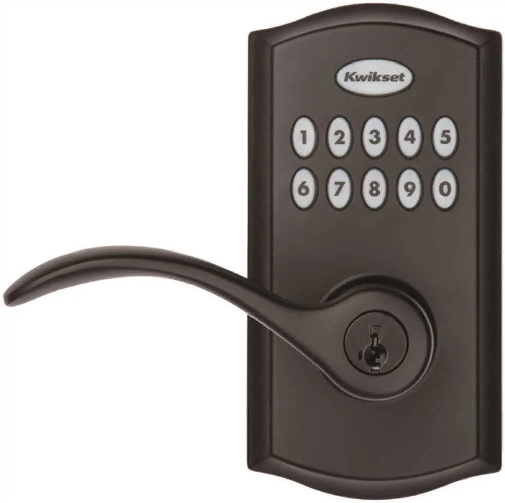 Kwikset SmartCode 955 Pembroke Light Commercial 10-Button Keypad Electronic Lever, Featuring Convenient Keyless Entry, 3-Year Batter Life and High Traffic Durability Matte Black