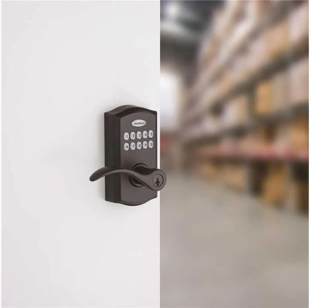 Kwikset SmartCode 955 Pembroke Light Commercial 10-Button Keypad Electronic Lever, Featuring Convenient Keyless Entry, 3-Year Batter Life and High Traffic Durability Matte Black