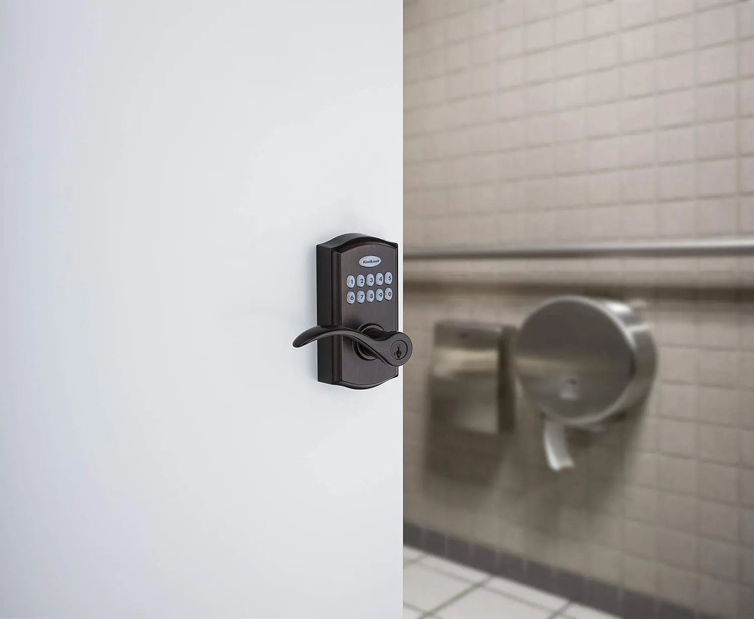 Kwikset SmartCode 955 Pembroke Light Commercial 10-Button Keypad Electronic Lever, Featuring Convenient Keyless Entry, 3-Year Batter Life and High Traffic Durability Venetian Bronze
