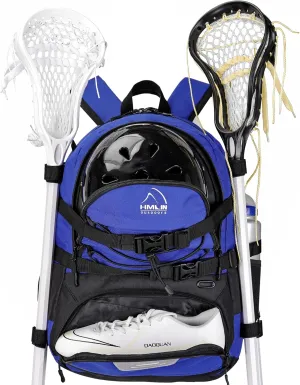 Lacrosse Bag with Two Sticks Holder,field hockey bag Separate Shoe Space with External Buckle Straps to Fix Helmet and Other Lacrosse or Field Hockey Equipment