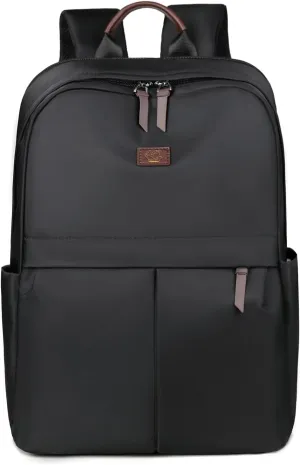 Laptop Backpack 15.6 Inch Stylish Daypack with USB Charging Port, Water-repellent Nylon Backpack Backpack for Travel/Business/Women/Black