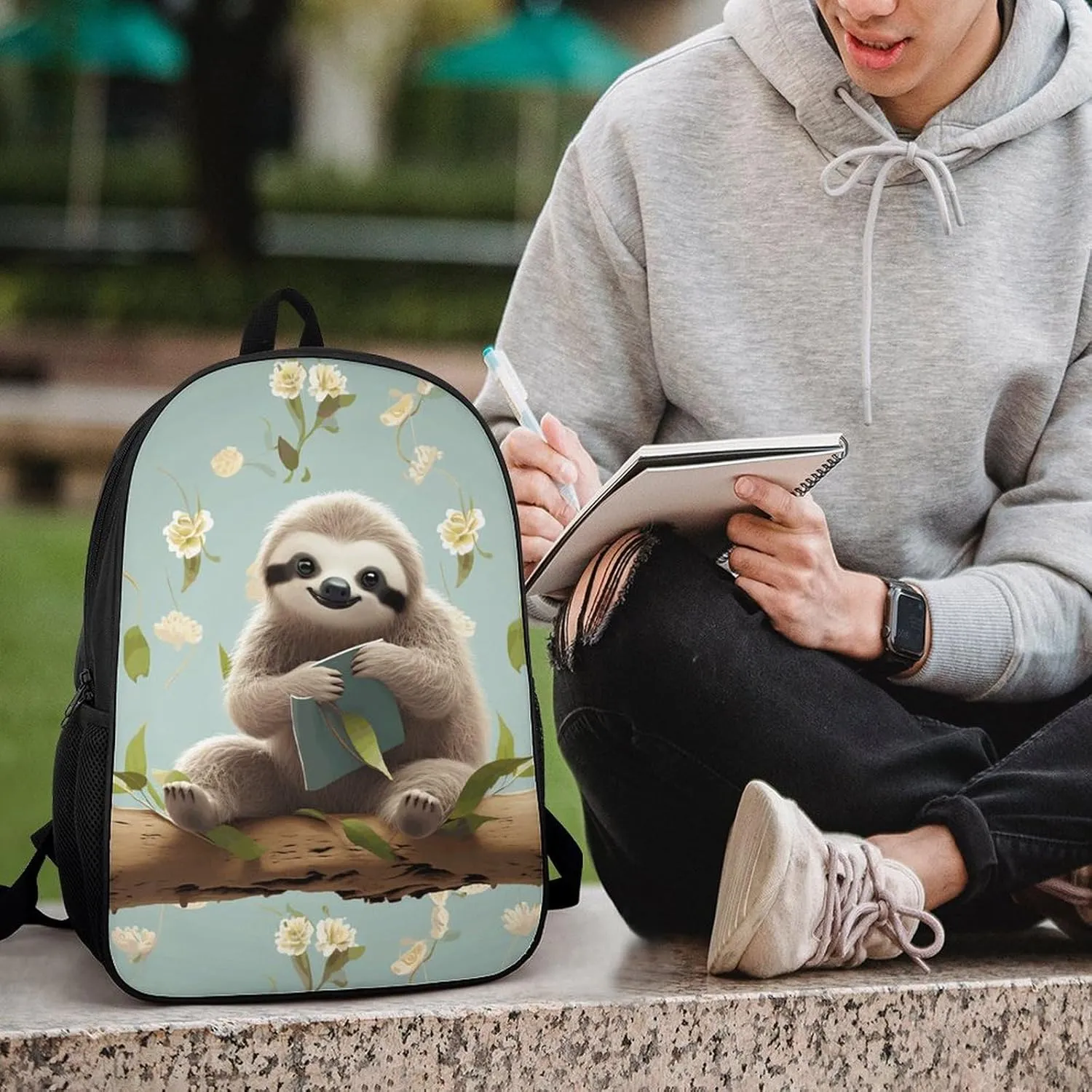 Laptop Backpack for Men 17 Inch Cute Sloths Work Casual Backpack Lightweight Travel Shoulder Bag
