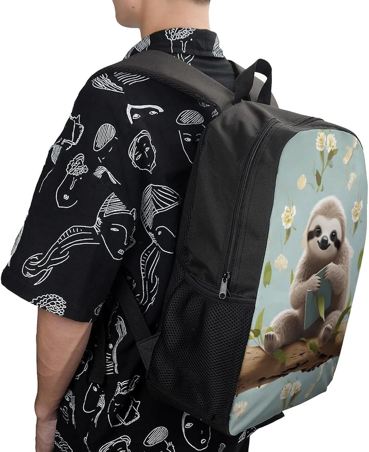 Laptop Backpack for Men 17 Inch Cute Sloths Work Casual Backpack Lightweight Travel Shoulder Bag