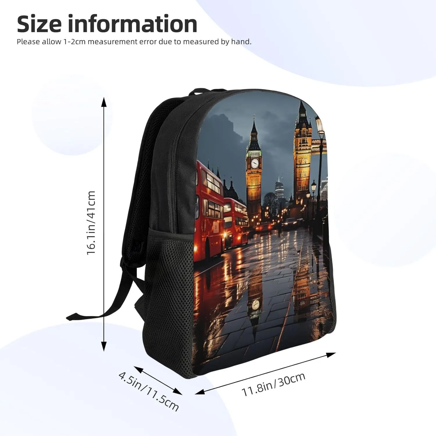 Laptop Backpack for Men Women Carry On Backpack City of London Backpack Lightweight Travel Bag Casual Daypack