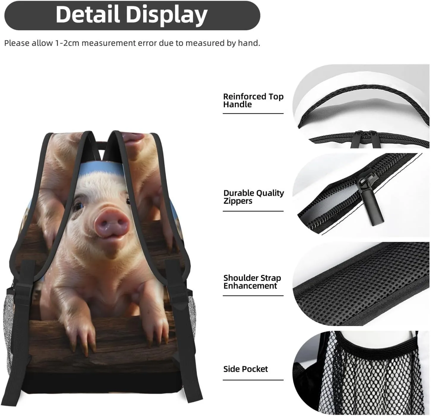 Laptop Backpack for Men Women Lightweight Travel Backpack Funny Cute Pig Daypack Laptop Bag for Travel