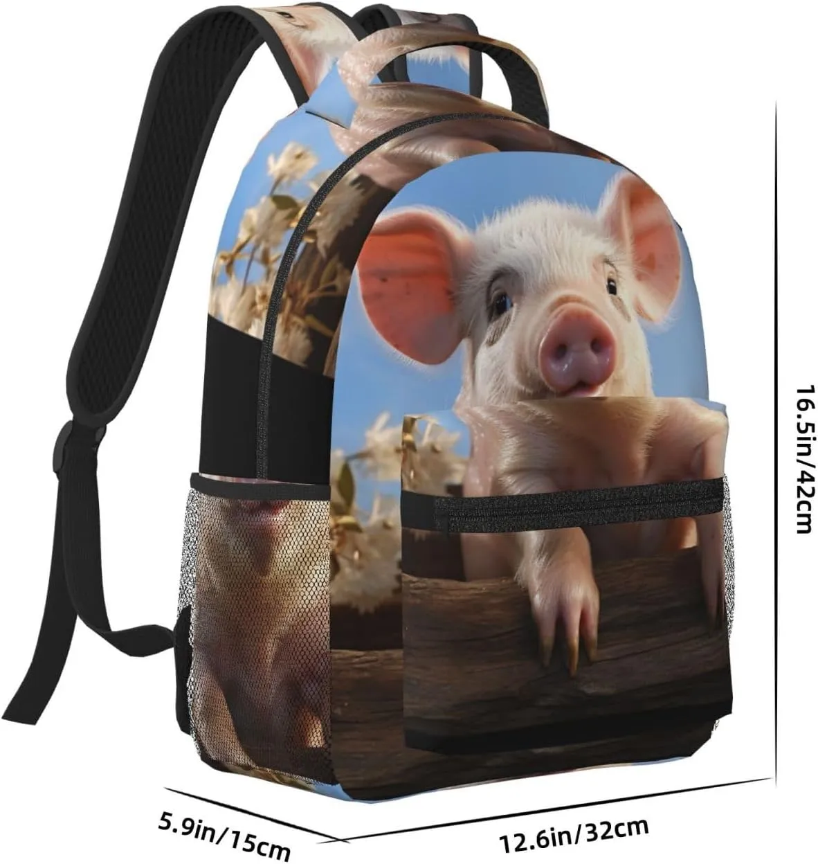 Laptop Backpack for Men Women Lightweight Travel Backpack Funny Cute Pig Daypack Laptop Bag for Travel