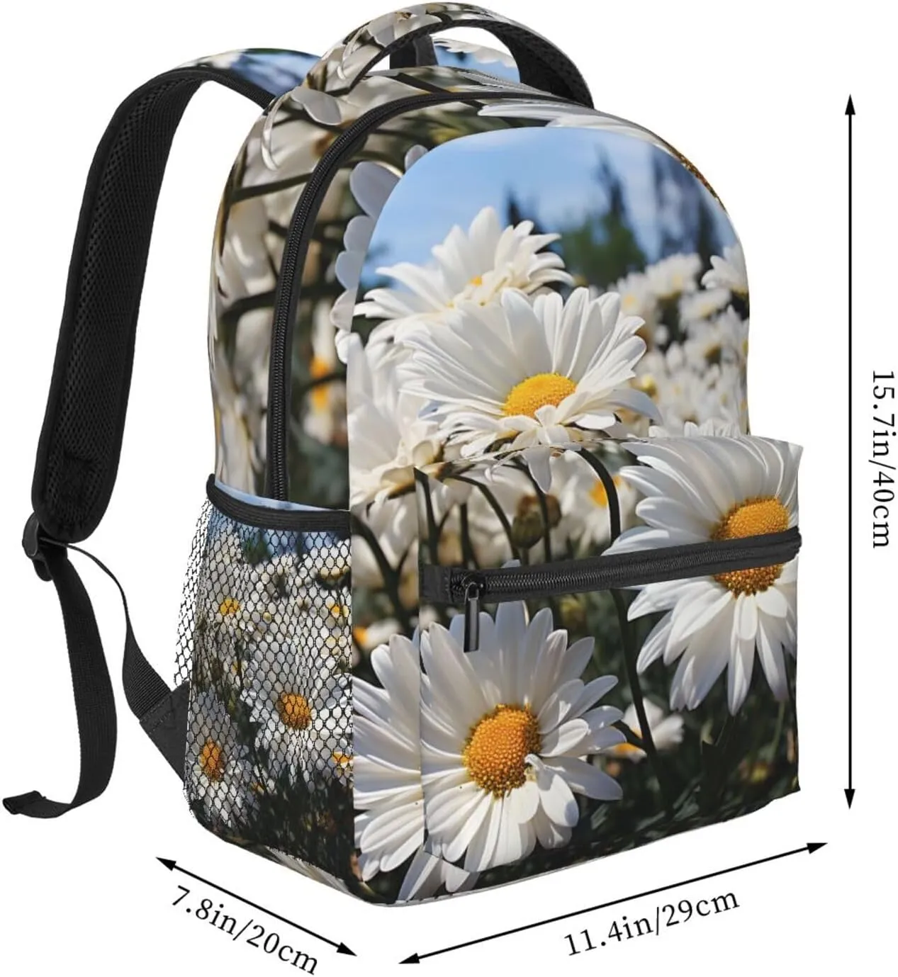 Laptop Backpack Lightweight Daypack for Men Women Wild white Daisies Backpack Laptop Bag for Travel Hiking