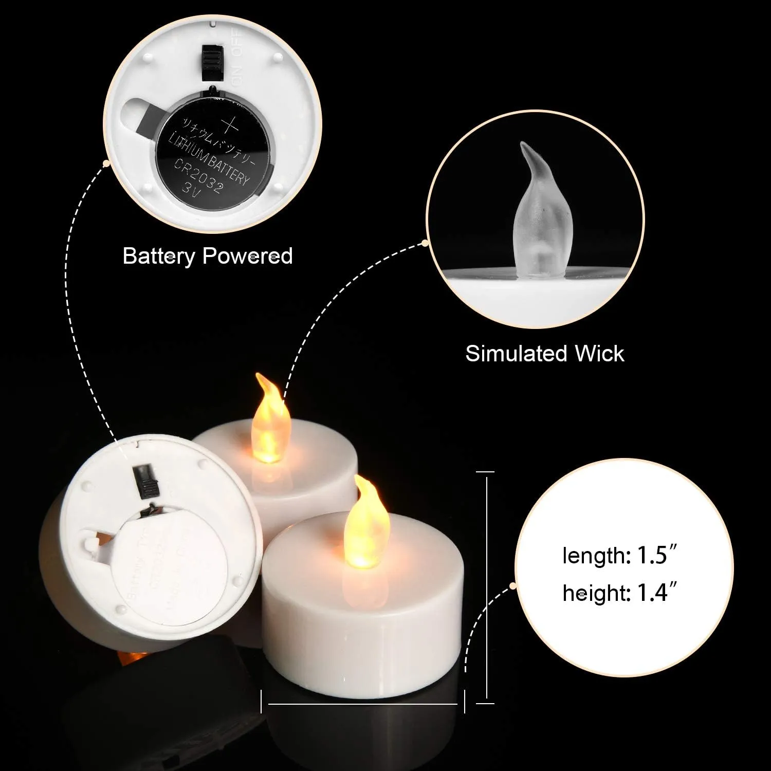 Lasts 2X Longer Flameless Tealight Candles [100 Pack, Batteries Included], Realistic Tea Lights Candles, Flickering Bright Tealights, Battery Operated Unscented Candles