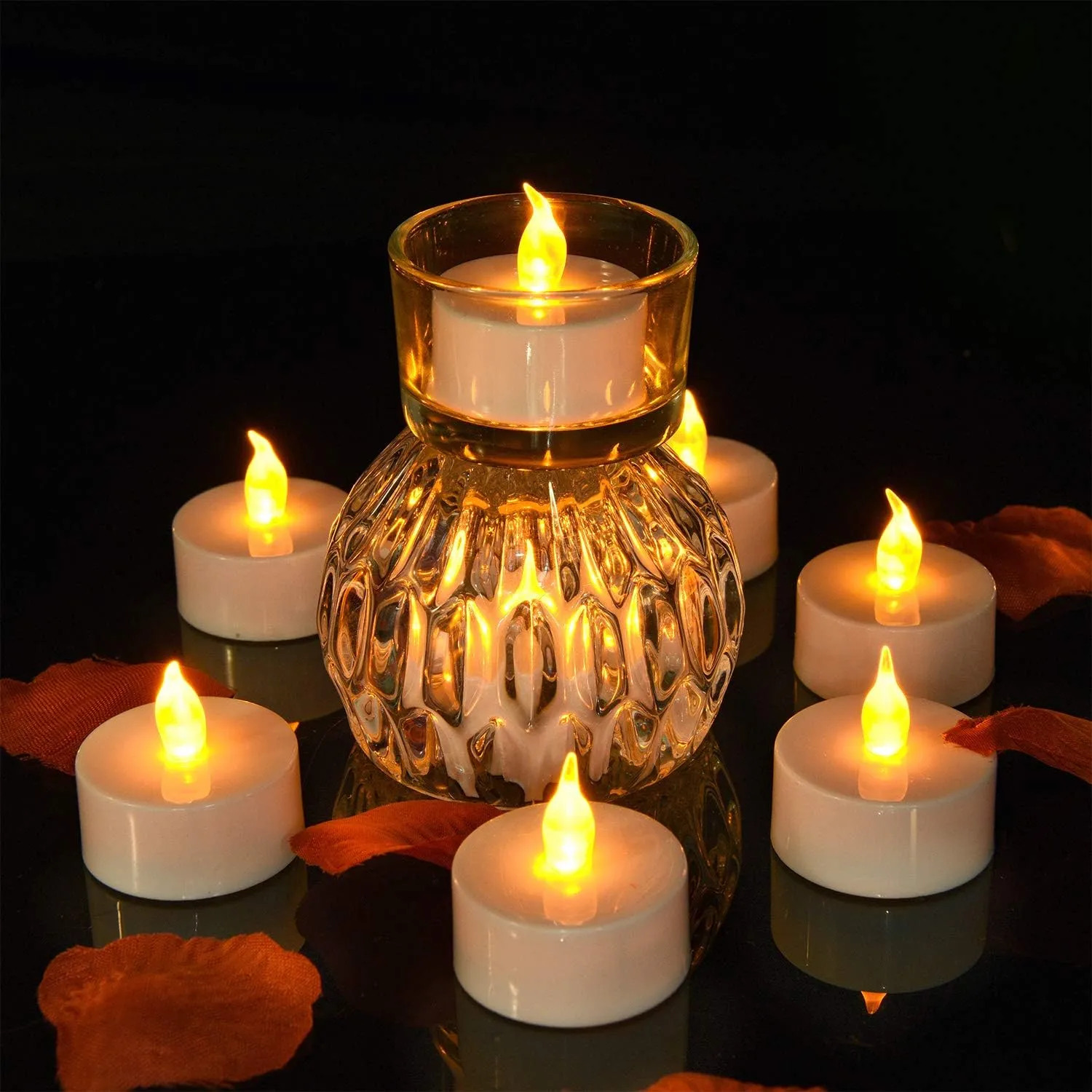 Lasts 2X Longer Flameless Tealight Candles [100 Pack, Batteries Included], Realistic Tea Lights Candles, Flickering Bright Tealights, Battery Operated Unscented Candles