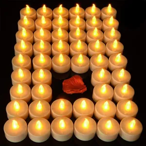 Lasts 2X Longer Flameless Tealight Candles [100 Pack, Batteries Included], Realistic Tea Lights Candles, Flickering Bright Tealights, Battery Operated Unscented Candles