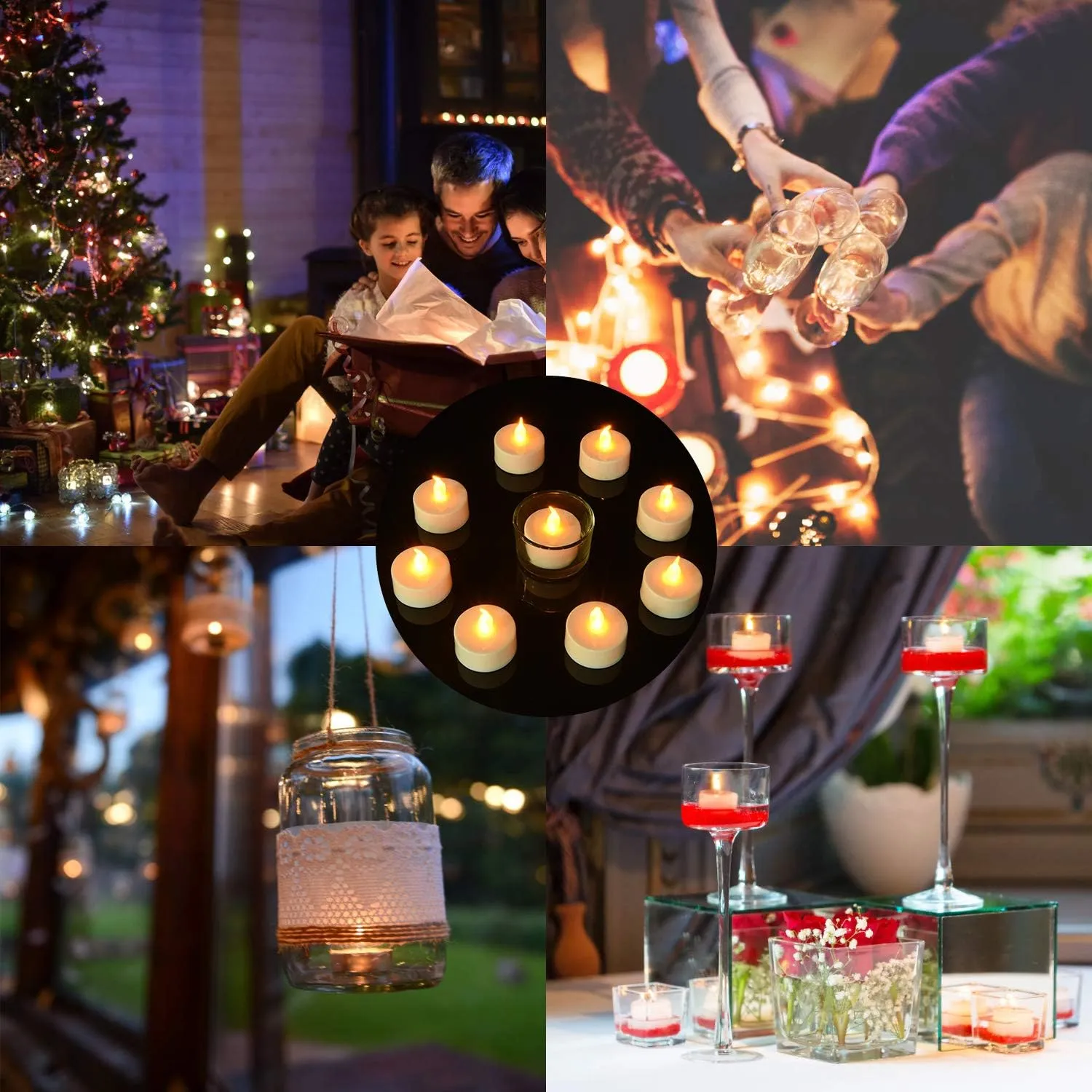 Lasts 2X Longer Flameless Tealight Candles [100 Pack, Batteries Included], Realistic Tea Lights Candles, Flickering Bright Tealights, Battery Operated Unscented Candles