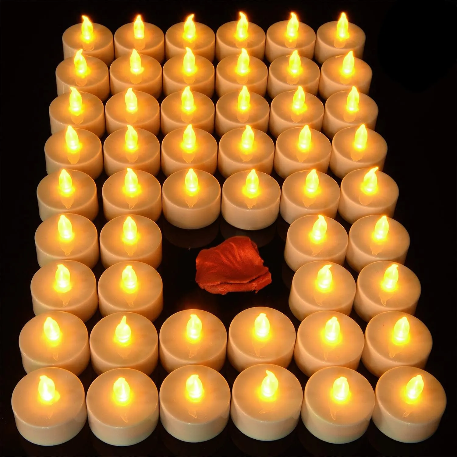 Lasts 2X Longer Flameless Tealight Candles [100 Pack, Batteries Included], Realistic Tea Lights Candles, Flickering Bright Tealights, Battery Operated Unscented Candles