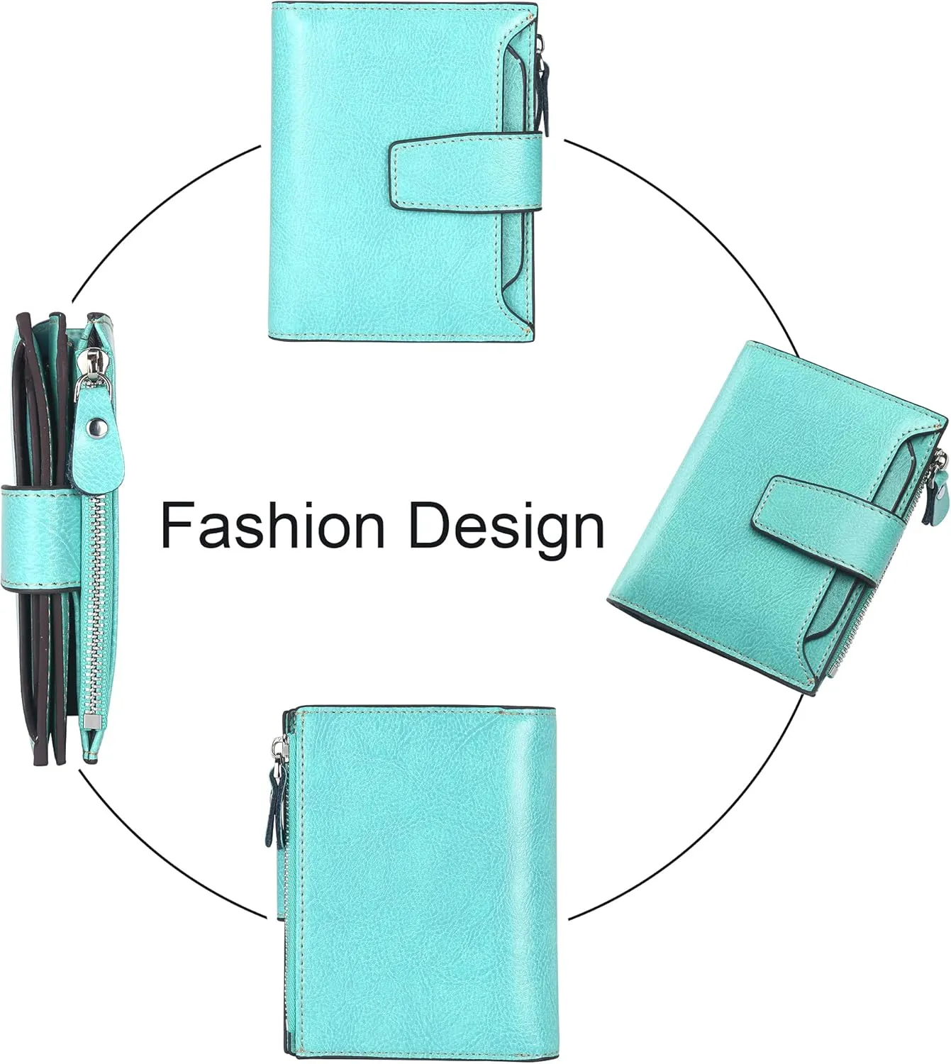 Lavemi Small Compact Women Wallet RFID Blocking Genuine Leather Bifold Purse with ID Windows