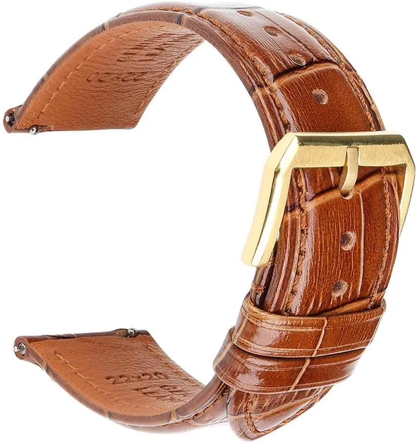 Leather Watchband Quick Release Watch Strap Band Bracelets Belt Black Brown Butterfly Buckle Replacement 18-24mm