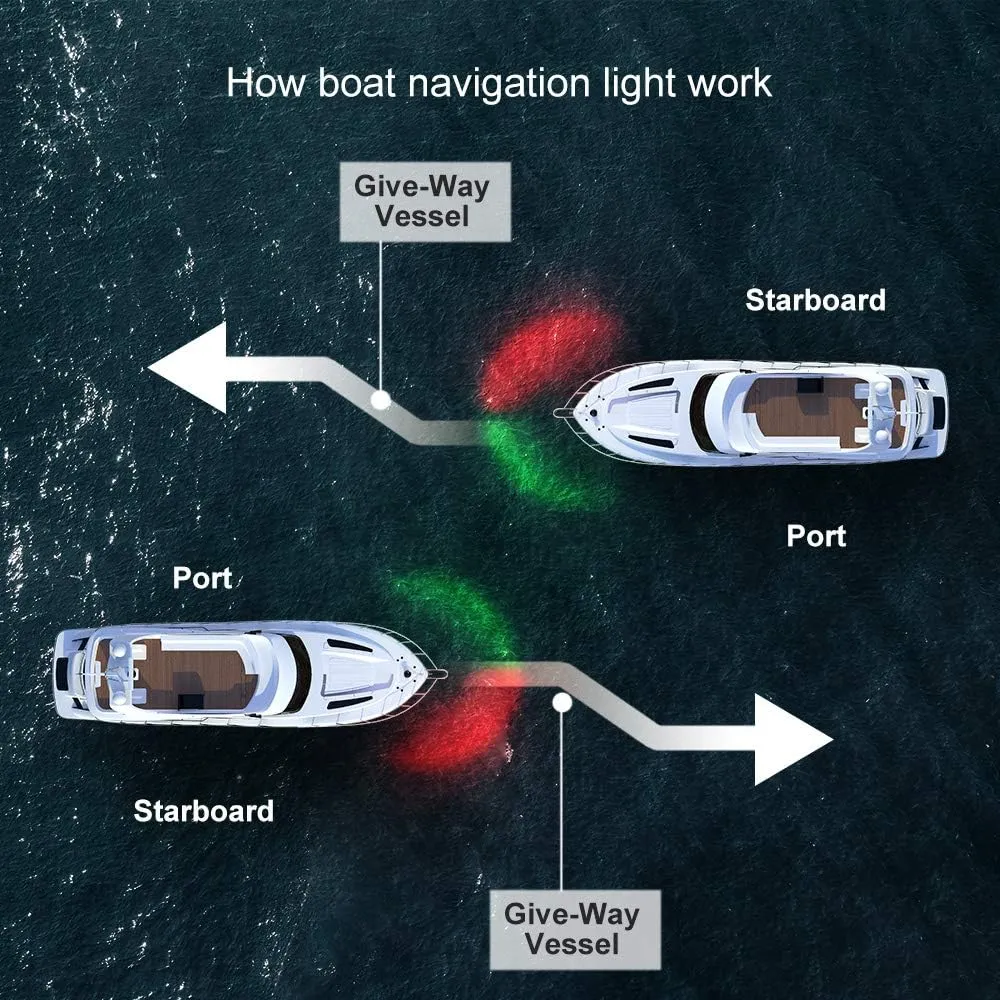 LED Boat Navigation Light Red and Green LED Marine Navigation Light Boat Bow Light for Pontoon and Small Boat (Silver)