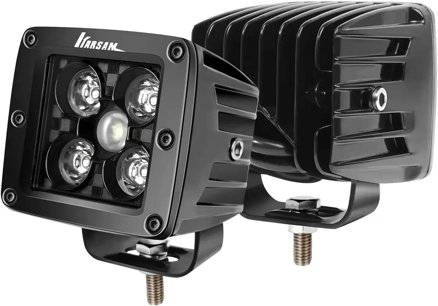 LED Cube Lights 2PCS, KARSAM 3Inch 50W White LED Cube Pods Light Bar Waterproof Fog Lamp Spot Beam LED Driving Square Work Light with Adjustable Bracket for Truck Pickup Tractor Motorcycle SUV ATV UTV