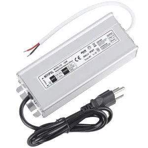 LED Driver 100 Watts Waterproof IP67 Power Supply Transformer Adapter 85V-265V AC to 12V DC Low Voltage Output with 3-Prong Plug 3.3 Feet Cable for LED Light, Computer Project, Outdoor Light