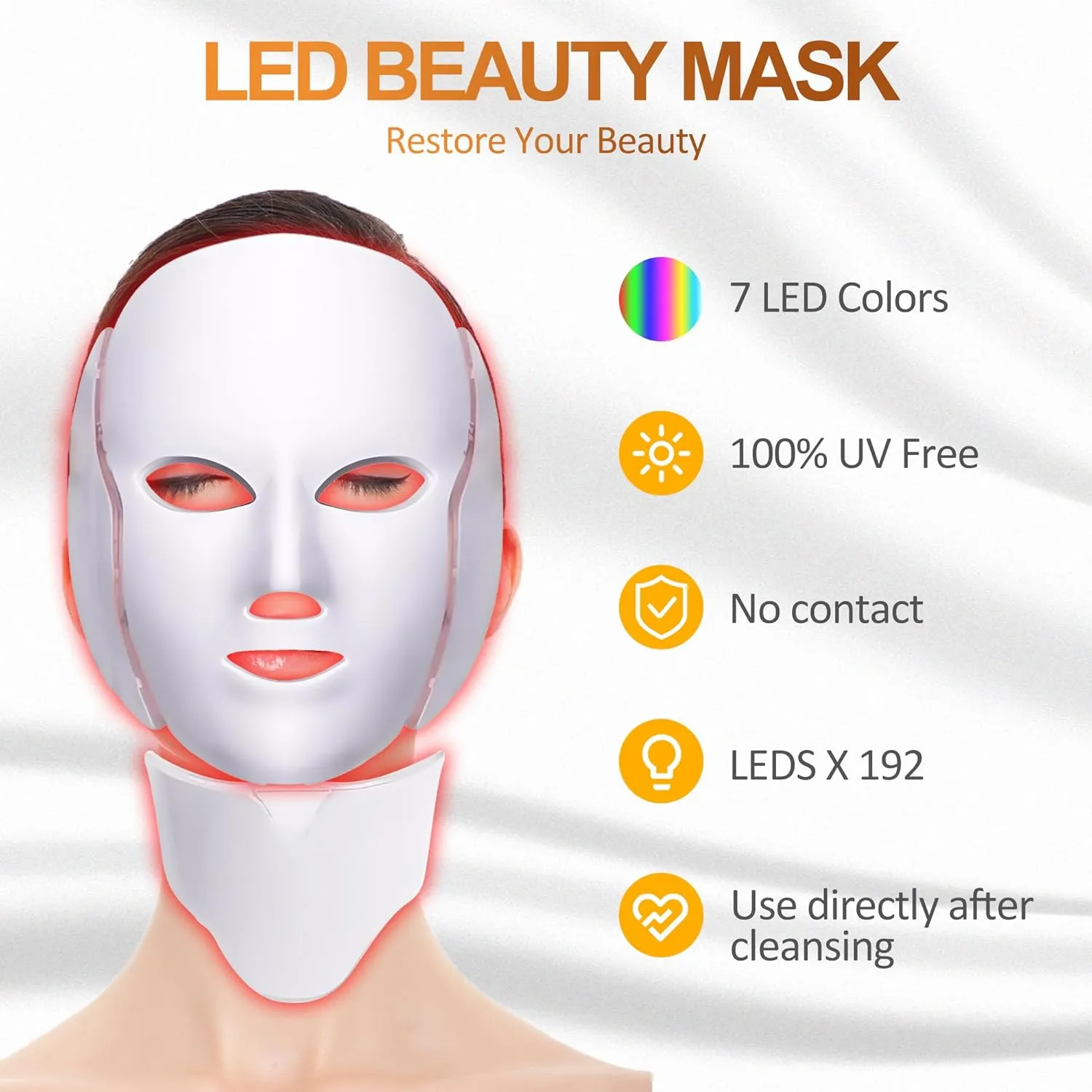 Led Face Mask Light Therapy, 7 Colors LED Light Therapy Mask for Facial Skin Care, Colorful LED Beauty Mask, Led Mask Therapy Facial