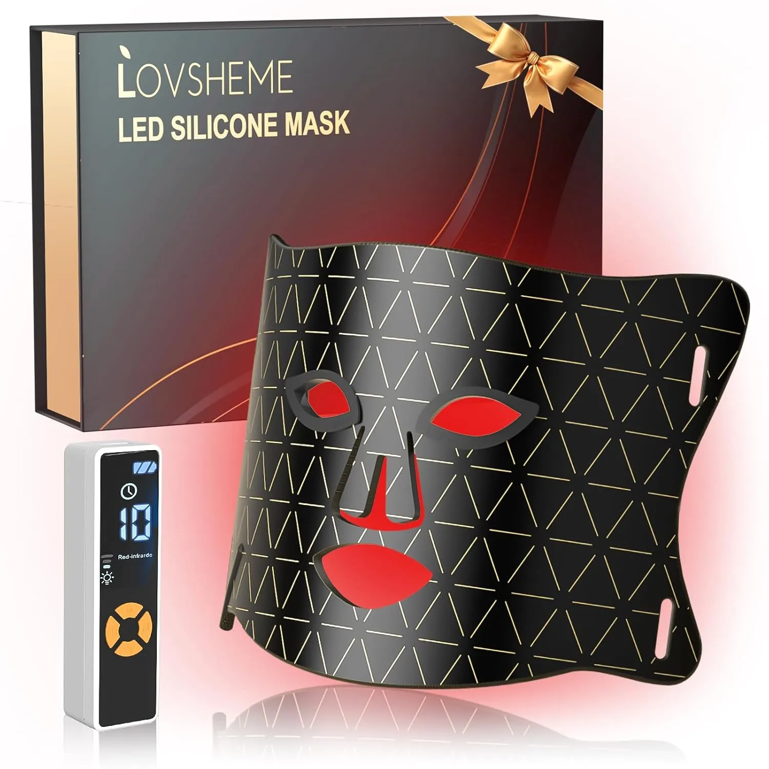 LED Face Mask Light Therapy - Professional Grade Skincare at Home – Red Light Therapy for Face for Acne, Wrinkles, Skin Rejuvenation – 3 Light Modes - Remote Control - includes Eye Protection