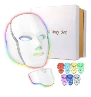 Led Face Mask,CLEJJ 7 Colors Led Light Mask Beauty Machine,White