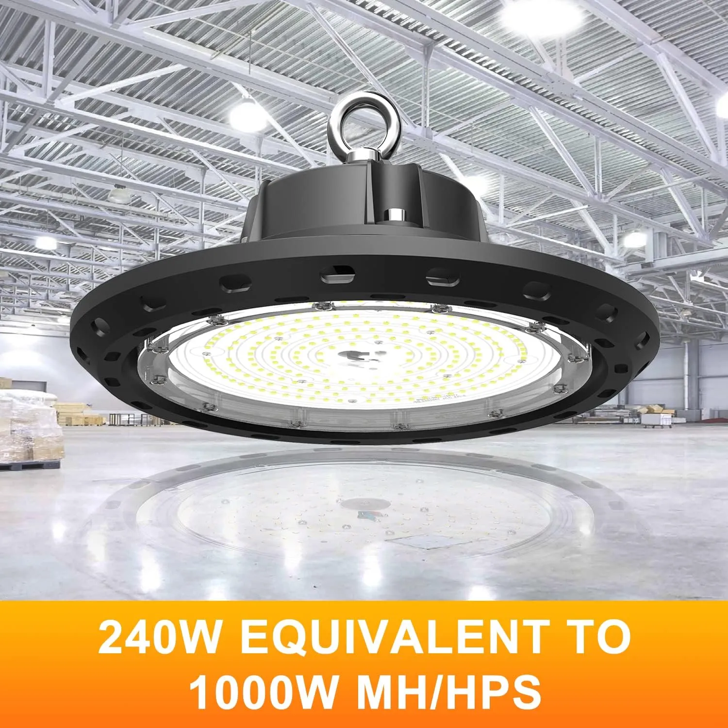 Led High Bay Light 240W 36000LM 0-10V Dimmable Eqv.1000W HPS/MH High Bay Led Shop Lights 5000K UFO Lights LED for Workshop Warehouse Factory