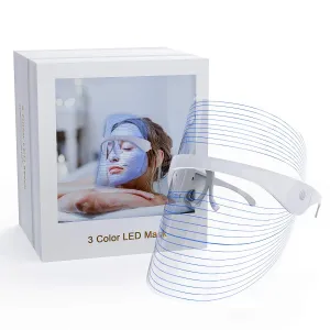 LED Light Facial Mask, 3 Colors Light Facial Photon Beauty Device for Facial Rejuvenation, Anti Aging