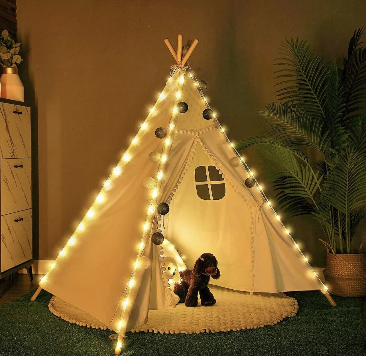 Led Light for Teepee Tent Kids 4 Pole for Bedroom Play Tent Indoor Decoration