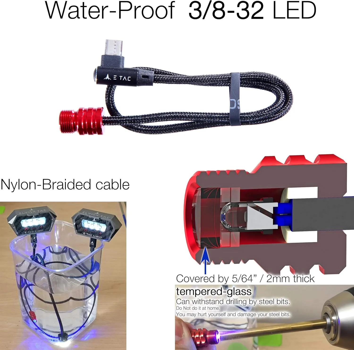 LED Module for E-Tac Light Compound Bow Recurve Bow Sight Light 3/8-32 Thread