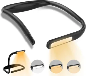 LED Neck Reading Light, Adjustable Brightness Desk Lamp, 3 Color Light with Bendable Arms, Suitable for Repairing, Night Running, Walking, Knitting, Camping (2PCS)