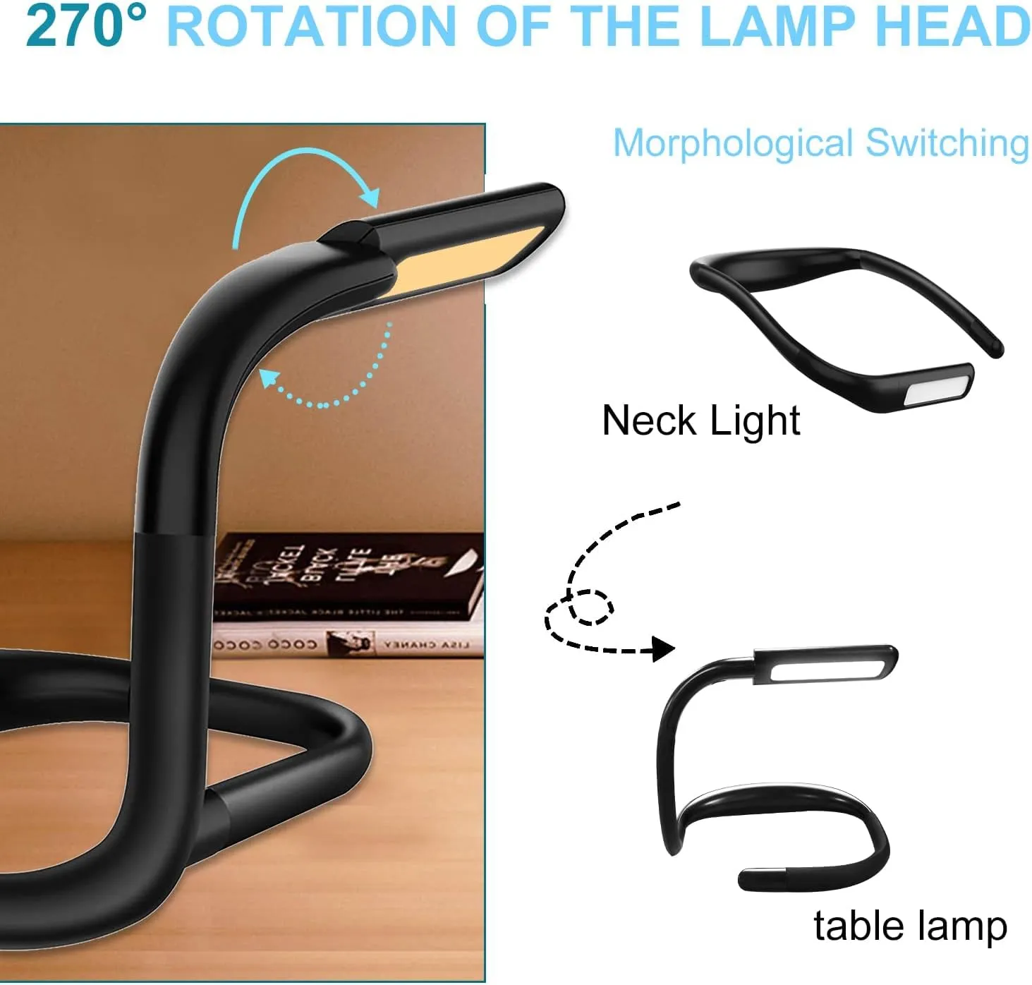 LED Neck Reading Light, Adjustable Brightness Desk Lamp, 3 Color Light with Bendable Arms, Suitable for Repairing, Night Running, Walking, Knitting, Camping (2PCS)
