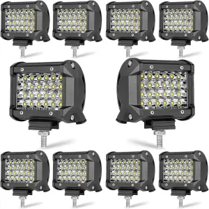 LED Pod Lights MUVKQC 4INCH 72W Square Work Light Pods 12V/24V Equipment Lights Bar LED Fog/Driving/Off Road Lights for Trucks Car ATV UTV SUV Golf Cart Tractor Pickup(10 Pack)