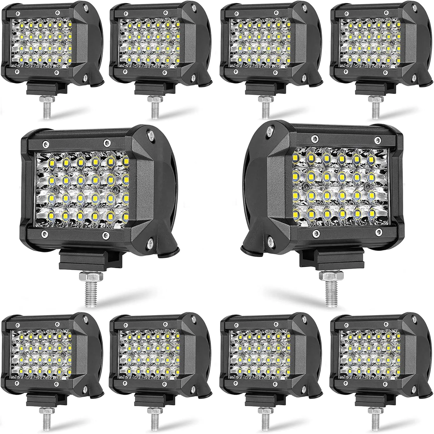 LED Pod Lights MUVKQC 4INCH 72W Square Work Light Pods 12V/24V Equipment Lights Bar LED Fog/Driving/Off Road Lights for Trucks Car ATV UTV SUV Golf Cart Tractor Pickup(10 Pack)